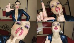 Loser JOI from big lipped latex Goddess