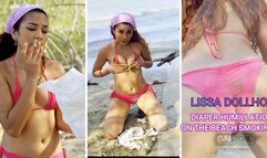 DIAPER HUMILLATION ON THE BEACH SMOKING