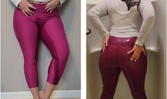 Lexi holds and wet her leggings plus Wet-look shower