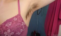 Showing Off Long Armpit Hair in My New Pink Bra HD