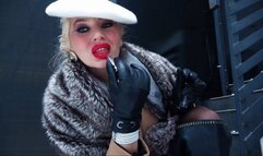 Leather boots fur & russian red lips