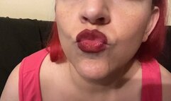 Soft Puckering in Red Lipstick- 1 24