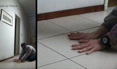 Alice trampling hands in combat boots (two cameras)