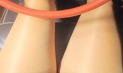 Galaxie Flood Black Skirt and Shiny Nylons