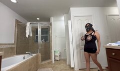 Hucow milks her cable tied tits