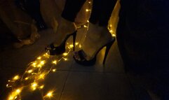 Sexy FEET in Shiny High Heels dangling and waiting someOne to Kiss and Lick them ;)
