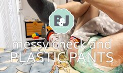 Messy check and plastic pants