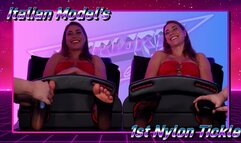 Italian Model's 1st Nylon Tickle - Nylon and Bare Tickling!