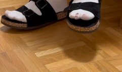BLACK BIRKENSTOCK SANDALS AND WHITE WORN SOCKS FOOT PLAY - MP4 Mobile Version
