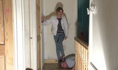 Standing On His Head On The Landing In Wooden Wedge Shoes (4K)