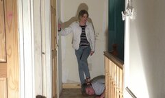 Standing On His Head On The Landing In Wooden Wedge Shoes