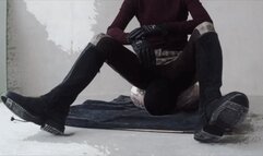 I ride the face of a slave in jockey clothes Mummification slave facesitting