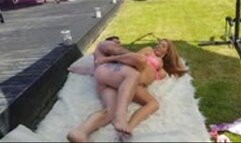 BIG BREASTED BIMBO BABE FUCKED OUTDOORS IN THE GARDEN BY BIG COCK STUD