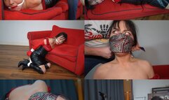 Red and black leather clad submissive ( mp4 )