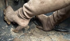 CAR STUCK Ellie burned her boots after getting her car stuck in the mud