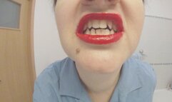 Red lips toothbrushing