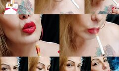 MARLBORO REDS - Close-up - Showing all the sensuality of a veteran smoker, the nicotine only did me good - Deep Inhales, Mouth Inhales and open mouth exhales, Smoke rings, Triple pumps, Double puffs, Cough, Nose exhales, Red lipstick, Long Red nails