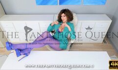 Modeling Gloriom Sensual 20 Blue Amethyst Seamless Pantyhose Tights - 4K