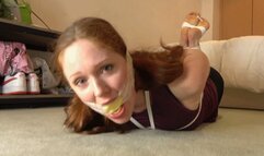 "Ivy's Soleful Surrender: Sponge-Gagged, Toes and Soles Tied in Captivating Restraint, Culminating in an Alluring Hogtie Finale! (FullHD)