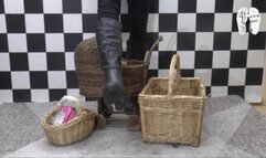 Baskets and Doll Pram under Boots