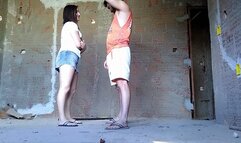 I want to jump with my knees on your balls