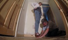 Wooden Wedge Shoes Hand & Finger Trampling With Foot Worship FULL BODY SHOT (4K)