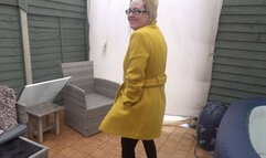 Stripping Outdoors in the cold in leggings and Boots