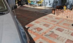 Milah Arches struggling to drive the chevy Corsa