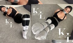 Duct Taped Simona in Black Leggings, Tanktop & White Nike Crew Socks