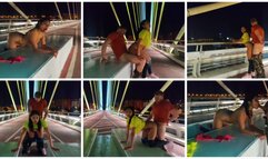 In public fucking on the bridge with my friend, in various positions