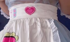 Cute maid with white stockings play with her toys