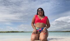Balbina Ebony big foot soles Goddess in the Beach with JOI
