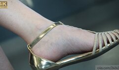 Candid foot fetish admiration, nice arched feet with flat sandals