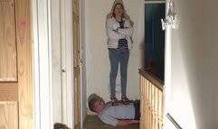 Wooden Wedge Shoes Trampling On The Landing (4K)