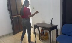 Dalilah prepares to leave in the smoking VW beetle