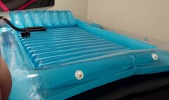 Cumming on my PVC bed while I fuck myself