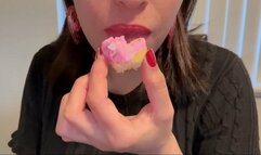 Watch My Beautiful Mouth Devour Frosty Cupcake