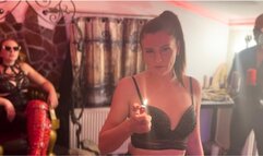 Waxing harem at Dracula Femdom Castle - cock and balls in fire