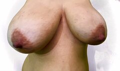 Saggy boob sucking and milk drops