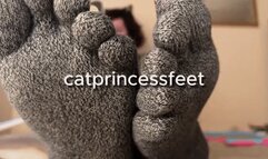 Toe sock tease, toe spreads, ignore, long toes, size 9 milf feet