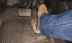 Light revving in tan heeled boots