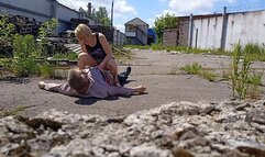 Pee on company grounds with riding sex