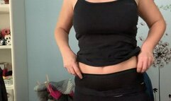 I try 2 different cowgirl outfits - red shirt and coral shirt