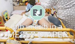 Bib in crib in a messy diaper