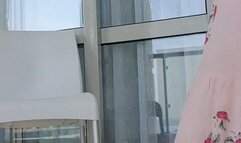 Smoking Barefeet in beautiful Summer Dress