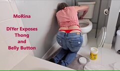 DIYer Exposes Thong and Belly Button