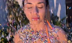 My best friend convinced me not to go out at Carnival by offering me a very hot anal (foam and confetti)