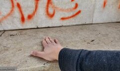 High heel boots hand crush and ball stomping, touch cock with the toe of the boot