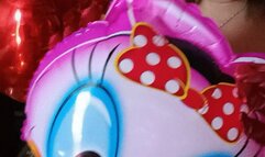 jumping on infatables and foil balloons