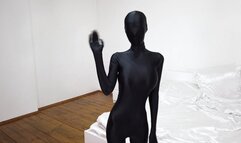 Black Zentai Girl and Pink Cocoon